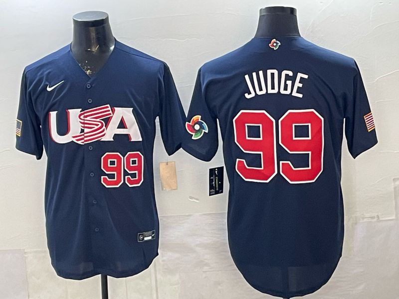 Men 2026 World Cub USA #99 Judge Blue Nike MLB Jersey style 08->ncaa teams->NCAA Jersey